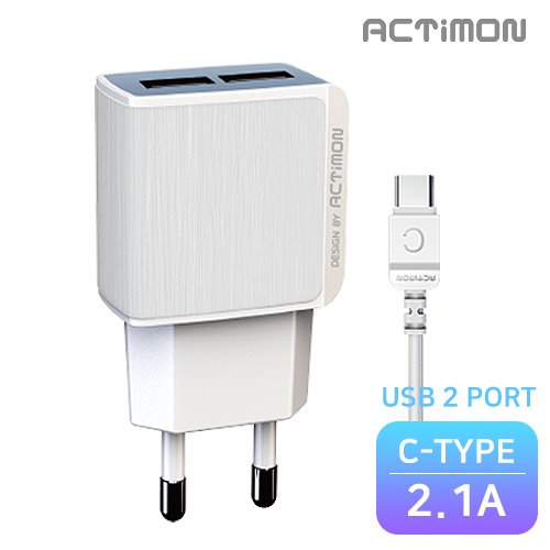 [C타입가정용충전기]엑티몬 C타입가정용충전기 USB 2PORT(C TYPE)(2.1A) 