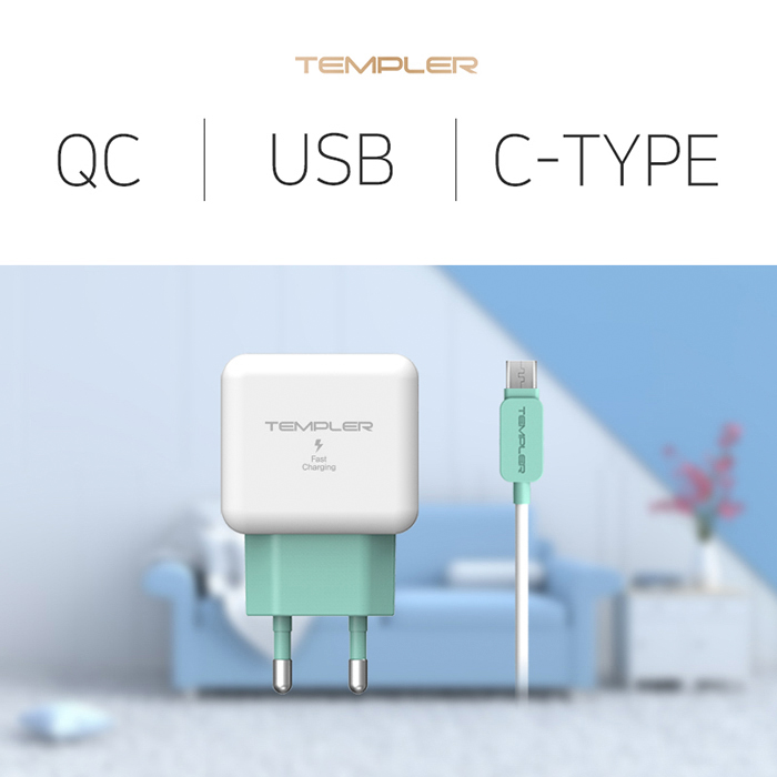 템플러 C타입 USB 1포트 고속가정용충전기(QC3.0) 