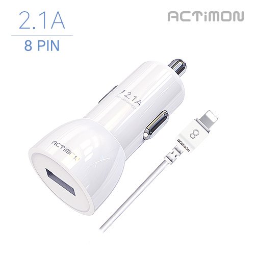엑티몬 8핀 차량용충전기 USB 1구 2.1A 