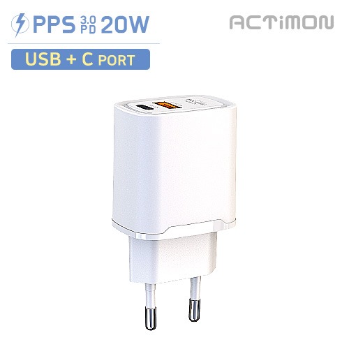 엑티몬 가정용 PD 20W 초고속 2포트 충전기(USB+C) / MON-PD20W-CU (케이블 미포함) 
