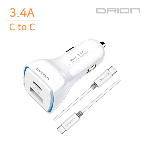 드리온  USB+C타입 2구 3.4A  차량용 충전기(C to C케이블 포함) DR-CC-3.4A-CU