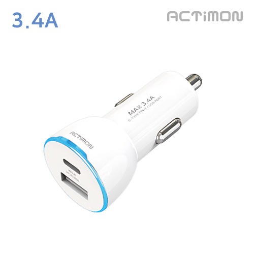 엑티몬 USB+C타입 2구 3.4A 차량용  충전기(케이블 미포함)/ MON-CC-3.4A-CU 
