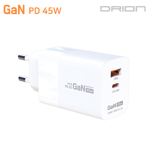 드리온  GaN 지원 PD 45W  USB+C타입 초고속 가정용 충전기(케이블 미포함)/DR-PD45W-HC7 